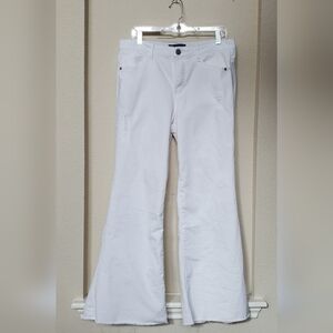 Democracy White "Ab"solution Distressed Flare Leg Jeans.  Size 10